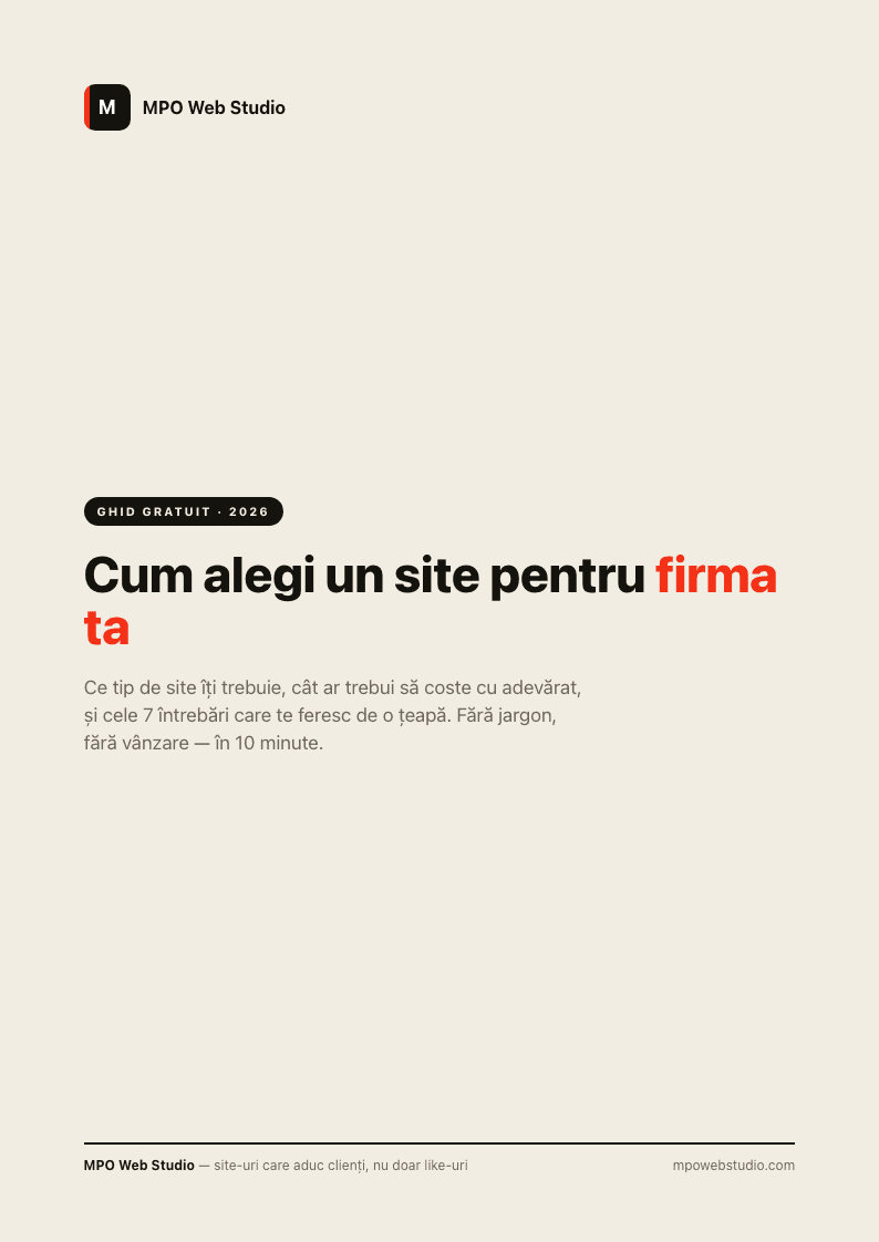 Coperta ghidului „Cum alegi un site pentru firma ta”